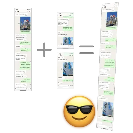 Stitch a long screenshot and new content together.